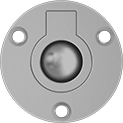Image of Product. Style 10. Front orientation. Pull Handles and Knobs. Unthreaded Through-Hole-Mount Recessed Folding Pull Handles with Mounting Plate, Style 10—Oval Grip.