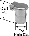 Image of Product. Front orientation. Contains Annotated. Oil Fittings. Oil Fittings for Unthreaded Holes, Straight, Self-Closing Hinged Cover.
