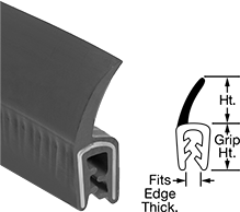 Image of Product. Front orientation. Contains Annotated, MultipleImages. Edge Seals. Water- and Weather-Resistant Rubber Push-On Edge Seals with Rubber Wiper, Style D.