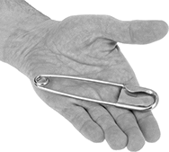 Image of ProductInUse. Front orientation. Safety Pins. Jumbo Safety Pins.