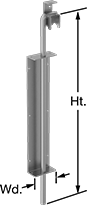 Image of Product. Bolt with C-Bracket. Front orientation. Contains Annotated. Slide-Bolt Latches. Long-Reach Slide-Bolt Latches , Zinc-Plated Steel, C-bracket.