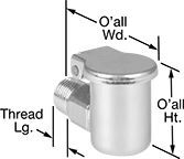 Image of Product. Front orientation. Contains Annotated. Oil Cups. 90° Elbow.