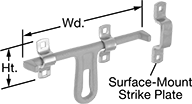 Image of Product. Style E. Front orientation. Contains Annotated. Style E. Easy-Grip Lift-and-Drop Barrel Slide-Bolt Latches .