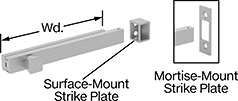 Image of Product. Front orientation. Contains Annotated, Inset. Slide-Bolt Latches. Tamper-Resistant Slide-Bolt Latches , Style A.