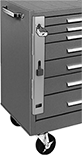 Image of ProductInUse. Front orientation. Cabinet Locking Bars. Padlockable Drawer Cabinet Locking Bars.