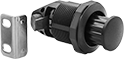 Image of Product. Front orientation. Push-to-Close Latches. Push-to-Close Latches with Pop-Out Knob, Through-Hole Mount with Round Mounting Plate.