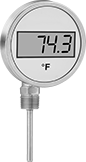 Image of Product. Front orientation. Thermometers. High-Accuracy Threaded Thermometers with Calibration Certificate, Fixed Bottom Connection.