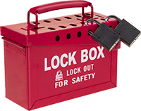 Image of ProductInUse. Style B (Padlocks Not Included). Front orientation. Lockouts. Portable Group Lockout Boxes, Style B.