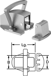 Image of Product. Front orientation. Contains Annotated, MultipleImages. Push-to-Close Latches. Pressure-Venting Push-to-Close Latches with Handle, Style 2.