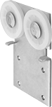 Image of Product. Front orientation. Door Tracks and Fittings. Low-Profile Roller Tracks for Doors, Hangers with Mounting Plate.