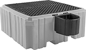Image of Product. 1 Tank (Bucket Sold Separately). Front orientation. Pallets. Plastic Spill-Control Pallets for UN-Compliant Tanks, For 1 275-Gallon Tank.