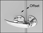Image of ProductInUse. Door Offset. Front orientation. Contains Annotated, Border. Push-to-Close Latches. Keyed Push-to-Close Locking Latches with Handle and Emergency Release.