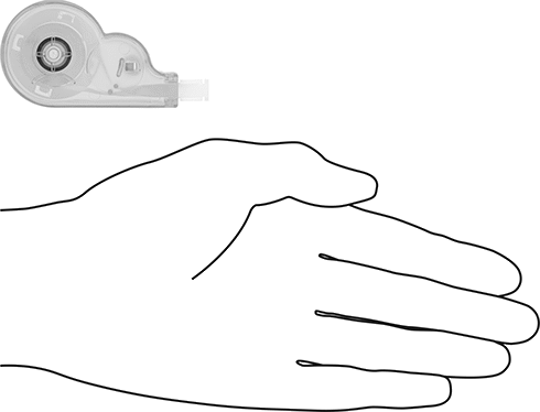 Image of Product. Side1 orientation. Contains SizingReference. White Out Tape, 3/16" Wide, 16 Feet Long.