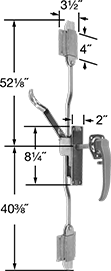 Image of Product. Front orientation. Contains Annotated. Multipoint Latches. L-Handle Padlockable Multipoint Latches for Heavy Doors.