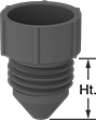 Image of Product. Front orientation. Contains Annotated. Protective Plugs. Screw In, For Round Holes, For Pipe, For Round Shapes, For 37° Flared Tube, Polyethylene.