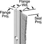 Image of Product. Front orientation. Contains Annotated. Weatherstripping. Frame-Mount Weatherstripping, Brush Weatherstripping Seal.