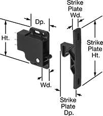 Image of Product. Front orientation. Contains Annotated. Push-to-Close Latches. Vibration-Resistant Grab Latches with Electrical Switch.