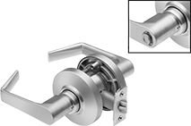 Image of Product. Front orientation. Contains Inset. Door Handles and Knobs. High-Traffic Button-Locking Door Handles.