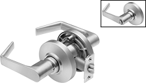 Image of Product. Front orientation. Contains Inset. Door Handles and Knobs. Button-Locking Door Handles.