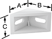 Image of Product. Front orientation. Contains Annotated. Brackets. Corner Brackets, Style 5.