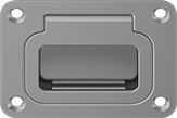 Image of Product. Style 5. Front orientation. Pull Handles and Knobs. Unthreaded Through-Hole-Mount Recessed Folding Pull Handles with Mounting Plate, Style 5—Rectangular Grip with Spring-Loaded Hinge.