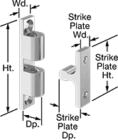 Image of Product. Front orientation. Contains Annotated. Push-to-Close Latches. Multidirectional Ball Grab Latches, Style C.