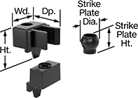 Image of Product. Front orientation. Exploded view. Contains Annotated. Push-to-Close Latches. Multidirectional Ball Grab Latches, Style B.