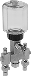 Image of Product. Front orientation. Oil Dispensers. Build-Your-Own Multiple-Outlet Oil Dispensers with Flow-Adjustment Valves.