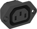 Image of Product. Screw On—Single. Front orientation. Power Connectors. IEC Connectors, Female Receptacles, Screw On, Single—Unshielded.