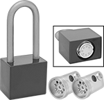 Image of Product. Front orientation. Contains Inset. Padlocks. Extra-Clearance Choose-a-Color Lockout Padlocks with No-Copy Keys.