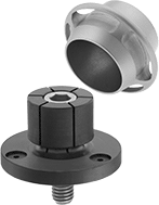 Image of ProductInUse. Front orientation. Exploded view. Fixture Clamps. Inside Diameter Fixture Clamps.