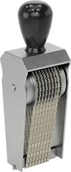 Image of Product. Top orientation. Rotating Letter and Number Rubber Stamp, 1/8" Character Height, 8 Bands.