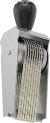 Image of Product. Top orientation. Rotating Letter and Number Rubber Stamp, 1/8" Character Height, 8 Bands.