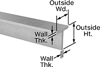 Image of Product. Front orientation. Contains Annotated. Stainless Steel. Multipurpose 304 Stainless Steel T-Bars.