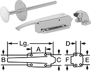 Image of Product. Style 1. Front orientation. Contains Annotated, MultipleImages. Push-to-Close Latches. Keyed Push-to-Close Locking Latches with Handle and Emergency Release, Chrome-Plated Zinc—Polished, Style 1.
