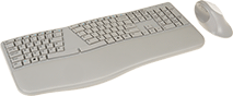 Image of Product. Ergonomic Keyboard and Mouse (Gray). Front orientation. Keyboards. Wireless Keyboards, Ergonomic, Keyboards and Mice, Gray.