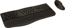 Image of Product. Ergonomic Keyboard and Mouse (Black). Front orientation. Keyboards. Wireless Keyboards, Ergonomic, Keyboards and Mice, Black.