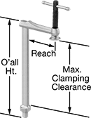 Image of Product. Front orientation. Contains Annotated. Bar Clamps. Drop-In Bar-Style Hold-Down Clamps for Workholding Tables, For Round Holes.