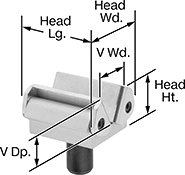 Image of Product. Pivoting with Single Stud. Front orientation. Contains Annotated. V-Blocks. Single Stud, Pivoting.