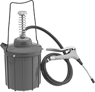 Image of Product. Style B. Front orientation. Grease Dispensers. Dual-Output Container-Mount Grease Dispensers, For 11 lb. Pail.