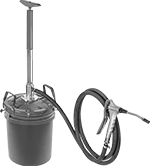 Image of ProductInUse. Style C (Container Not Included). Front orientation. Grease Dispensers. Dual-Output Container-Mount Grease Dispensers, For 35 lb. Pail, Style C.