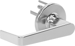 Image of Product. Front orientation. Door Handles and Knobs. Corrosion-Resistant Push Bars, Nonlocking Lever.