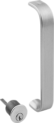 Image of Product. Front orientation. Door Handles and Knobs. Corrosion-Resistant Push Bars, Key Locking Pull Handle.
