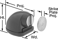 Image of Product. Front orientation. Contains Annotated. Door Holders. Magnetic Floor-Mount Door Holders.