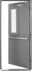 Image of Product. Front orientation. Doors. Quick-Mount Single Doors, Rectangular Window, For Right Door Swing Direction.