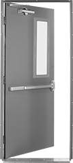 Image of Product. Front orientation. Doors. Quick-Mount Single Doors, Rectangular Window, For Left Door Swing Direction.