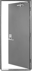 Image of Product. Front orientation. Doors. Quick-Mount Single Doors, No Window, For Right Door Swing Direction.