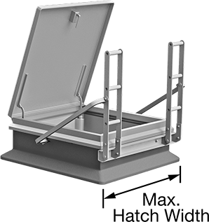 Image of ProductInUse. Front orientation. Contains Annotated. Roof Hatch Railing.