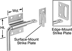 Image of Product. Style A. Front orientation. Contains Annotated, Inset. Style A. Easy-Grip Lift-and-Drop Barrel Padlockable Slide-Bolt Latches.