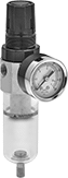 Image of Product. Front orientation. Compressed Air Filter/Regulators. Chemical-Resistant Compressed Air Filter/Regulators for Particle Removal.